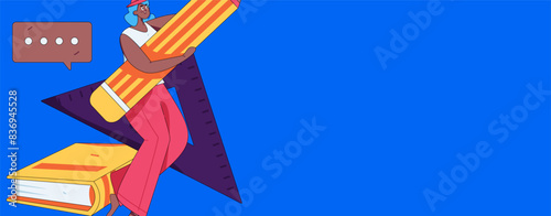 Education and learning people flat vector concept hand drawn illustration
