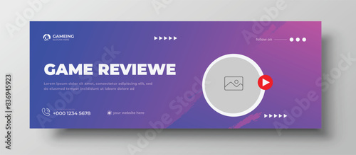 Gaming Facebook cover and esports video header or web banner template