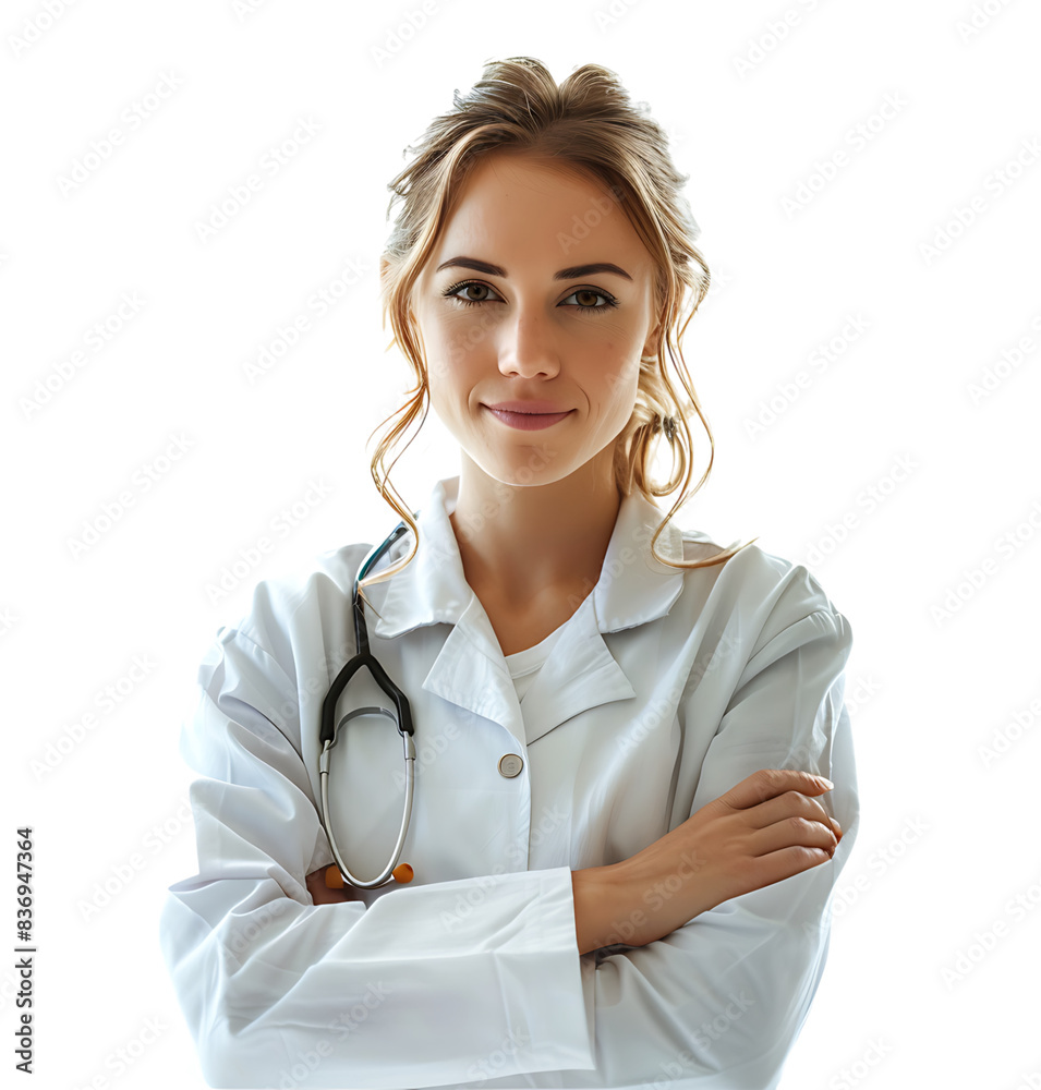Confident female Medical Professional on isolated transparent background Confident female Medical Professional on isolated transparent background