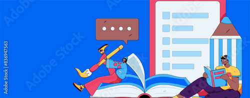 Education and learning people flat vector concept hand drawn illustration
