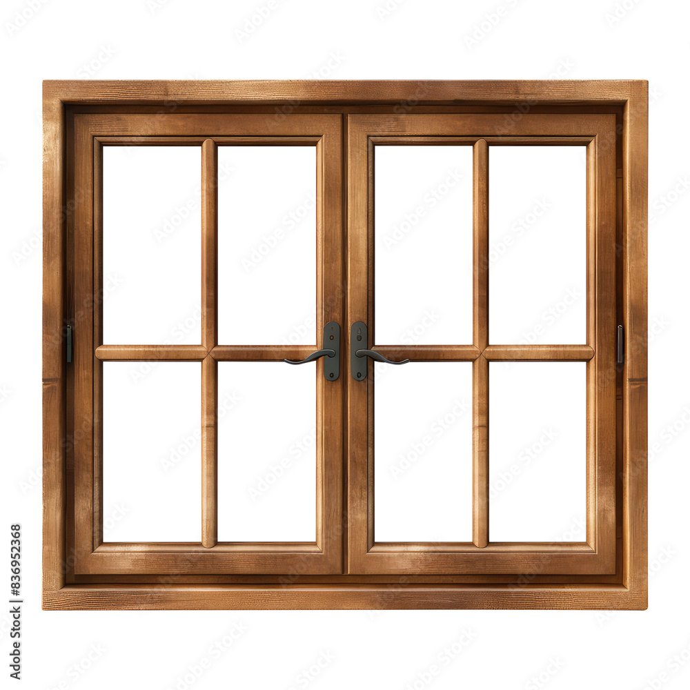 wooden window frame isolated on transparent background Remove, Clipping Path wooden window frame isolated on transparent background Remove, Clipping Path