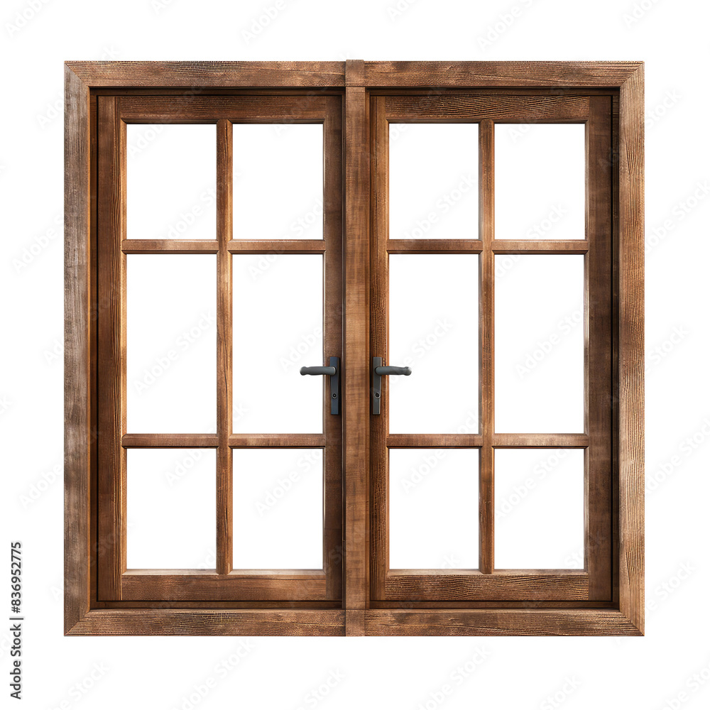 wooden window frame isolated on transparent background Remove, Clipping Path wooden window frame isolated on transparent background Remove, Clipping Path