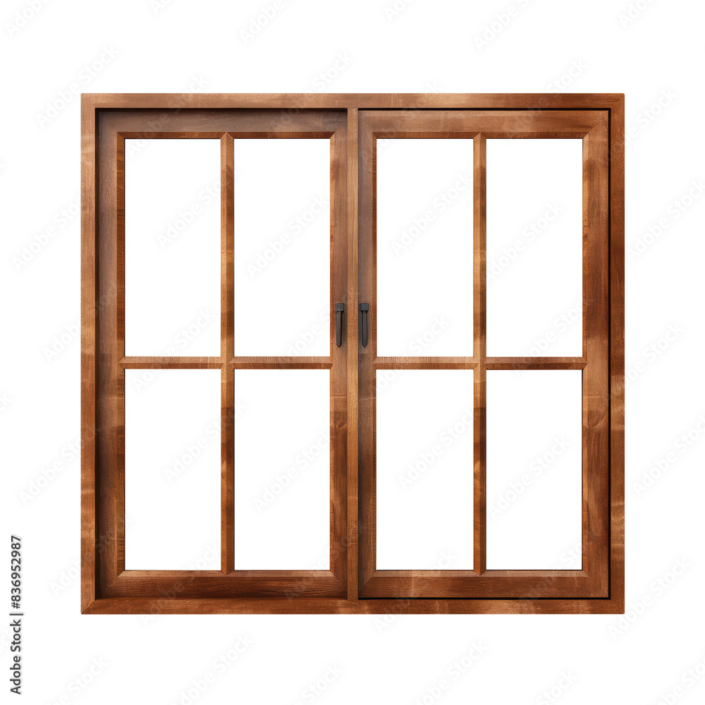 wooden window frame isolated on transparent background Remove, Clipping Path wooden window frame isolated on transparent background Remove, Clipping Path