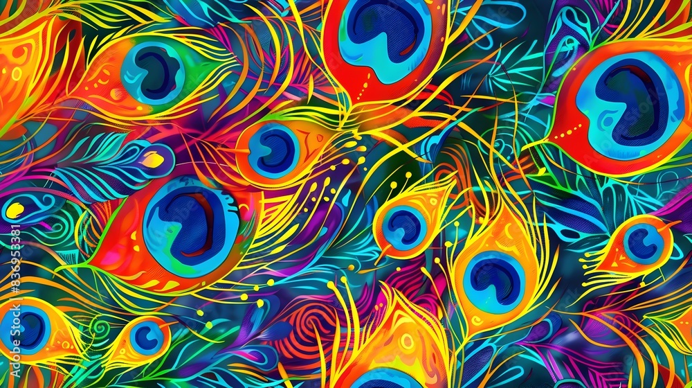 Fototapeta Radiant Peacock Feather Mandala A Mesmerizing Kaleidoscope of Color and Pattern