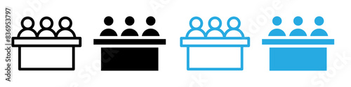 Trial by jury icon illustrating court proceedings and justice, suitable for law firms, courtrooms, and judicial services