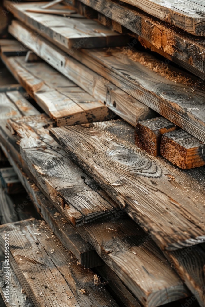 Wooden pile on floor