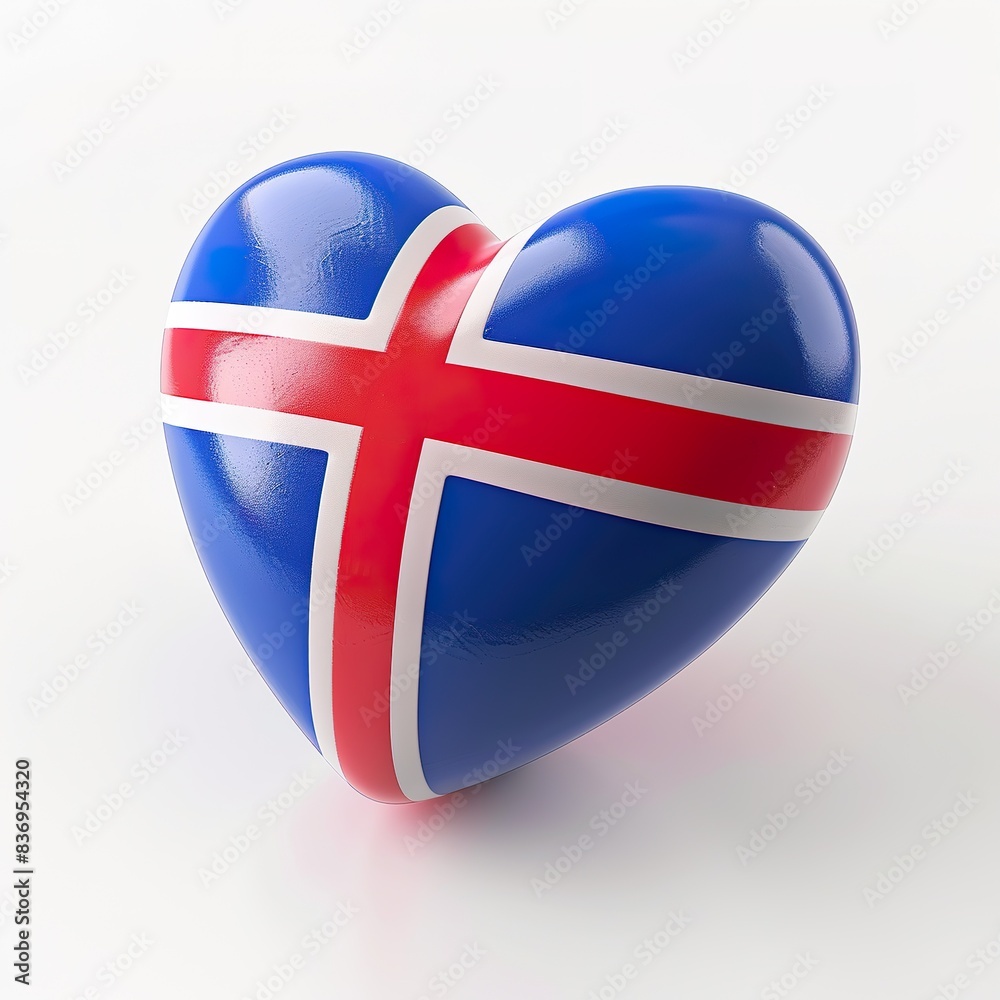 3d heart with the Iceland flag on it, white background 3d heart with the Iceland flag on it, white background