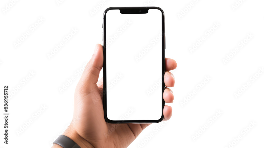 Hand holding smartphone isolated on transparent background Remove, Clipping Path Hand holding smartphone isolated on transparent background Remove, Clipping Path