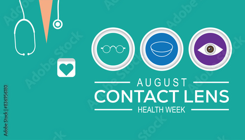 Contact Lens Health Week is observed every year on August.banner design template Vector illustration background design.