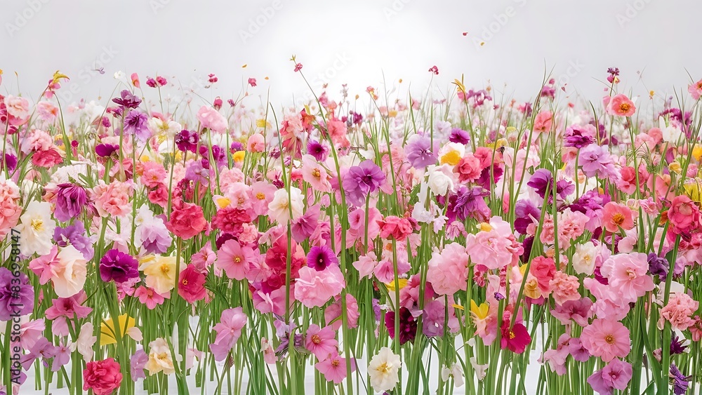 Spring flowers on the white background