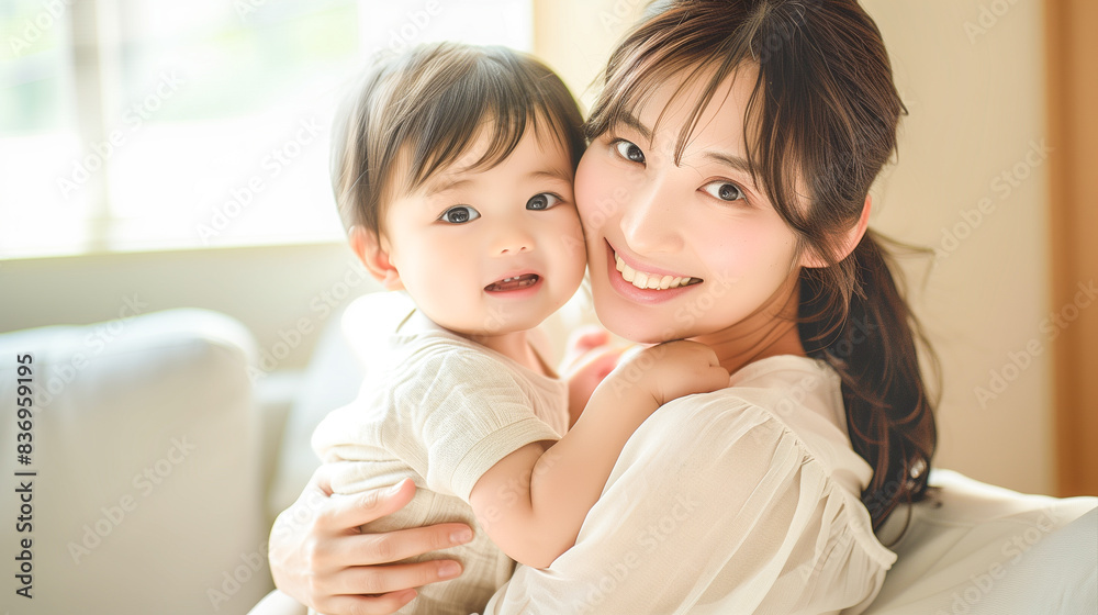 赤ちゃんを抱っこするママ 赤ちゃんを抱っこするママ