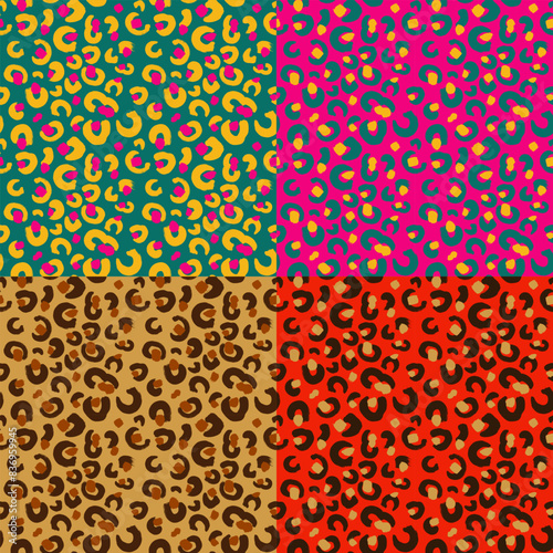 pattern set, pink leopard print. Vector illustration (ID: 836959945)