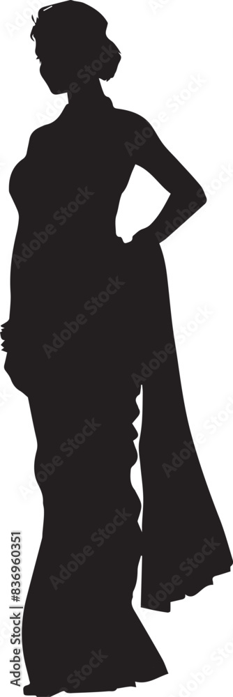 Indian Woman in saree black silhouette Indian Woman in saree black silhouette