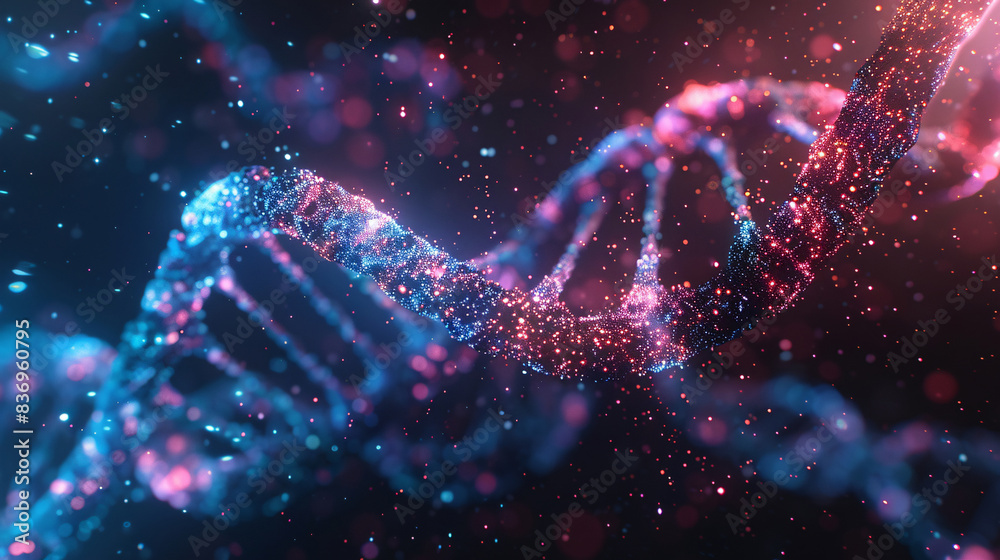 Digital representation of DNA molecules with a futuristic background Digital representation of DNA molecules with a futuristic background