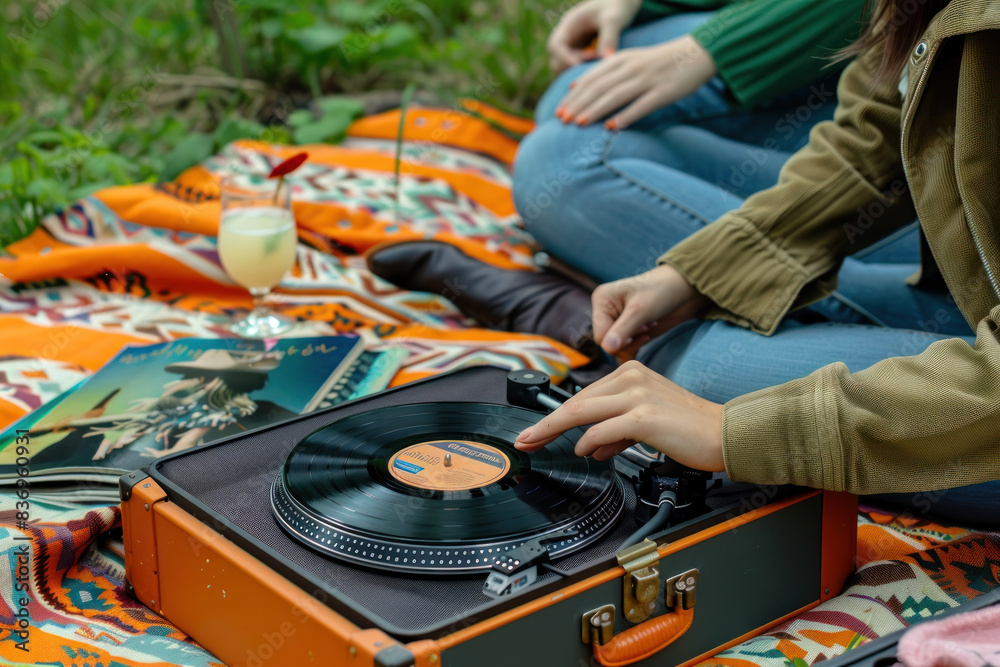 Naklejka premium Playing musical instruments in the park