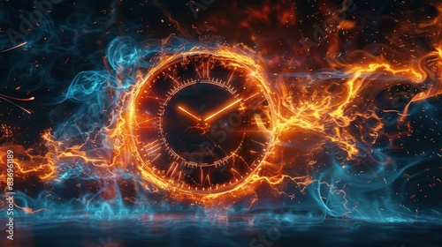 An image of a countdown clock ticking away, surrounded by electrifying sparks and bursts of energy.