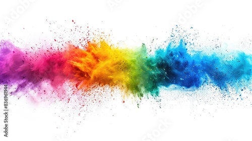 Abstract watercolor background. Colorful brush strokes on white background,watercolor of colorful mixed rainbow powder explosion isolated 