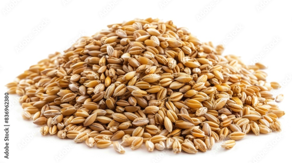 Malt Barley. Pile of Barley Seeds Isolated on White Background Malt Barley. Pile of Barley Seeds Isolated on White Background