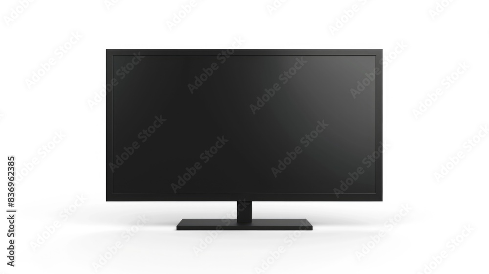 Isolated Flat Screen. High Definition TV Monitor on White Background