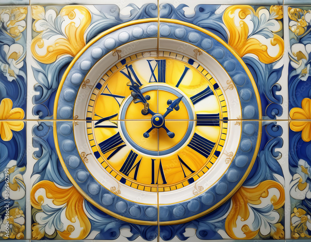 Obraz premium multi-colored majolica clock
