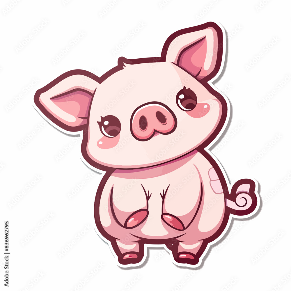 Cute Cartoon Pig Illustration with Big Eyes art illustration element Cute Cartoon Pig Illustration with Big Eyes art illustration element