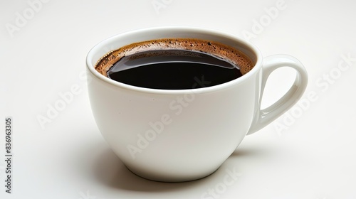 coffee cup with hot black coffee isolated on a white background