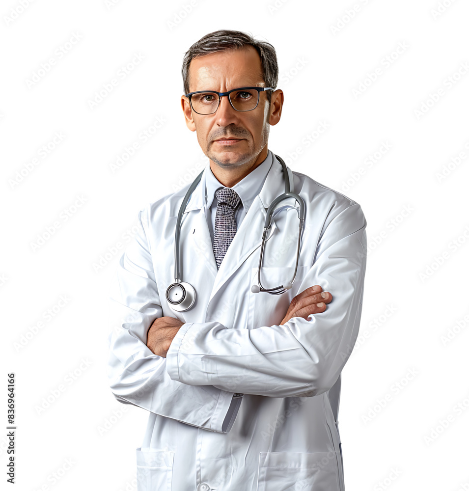 Confident male Medical Professional on isolated transparent background Confident male Medical Professional on isolated transparent background