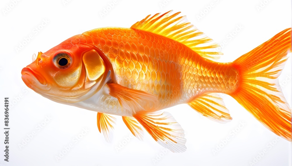 Goldfish centered on a seamless white background, Ai Generated Goldfish centered on a seamless white background, Ai Generated