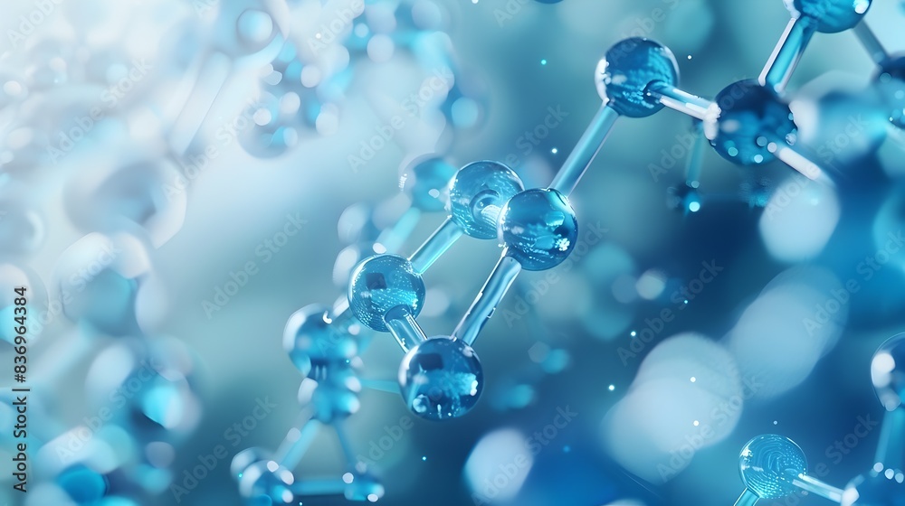 Detailed 3D of Blue Molecular Model for Scientific Research and
