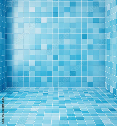 blue tiles wall and floor