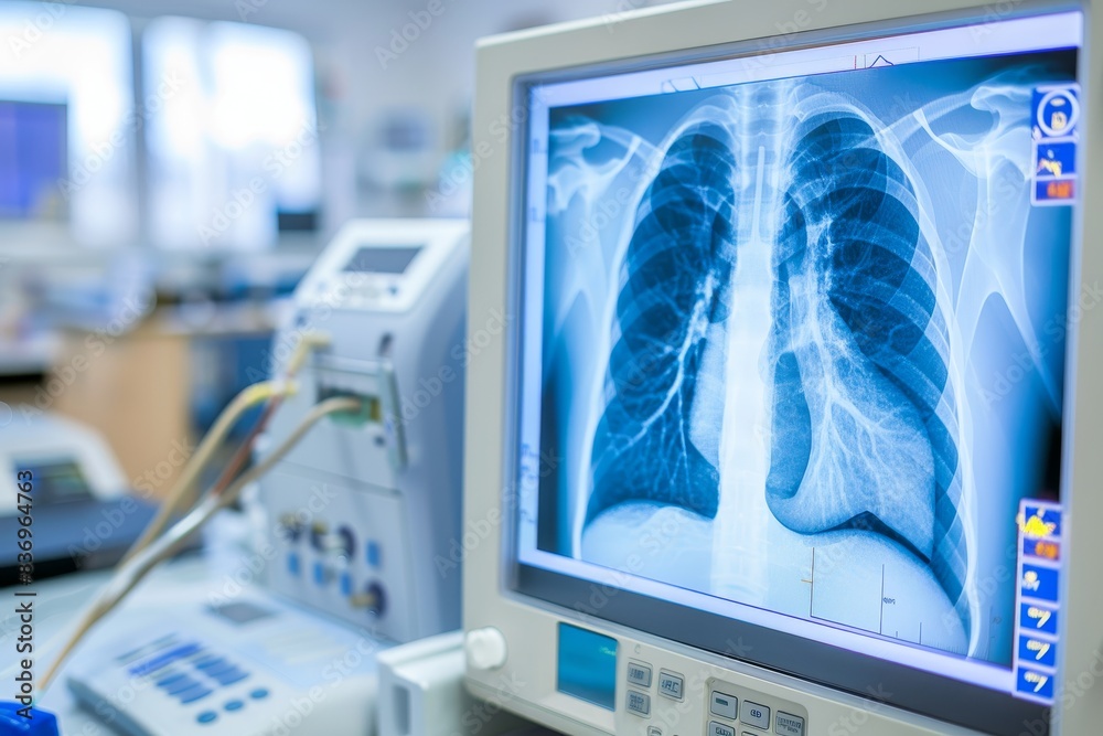 Advanced Spirometry Testing Setup for Diagnosis of Respiratory Diseases in Medical Facility Advanced Spirometry Testing Setup for Diagnosis of Respiratory Diseases in Medical Facility