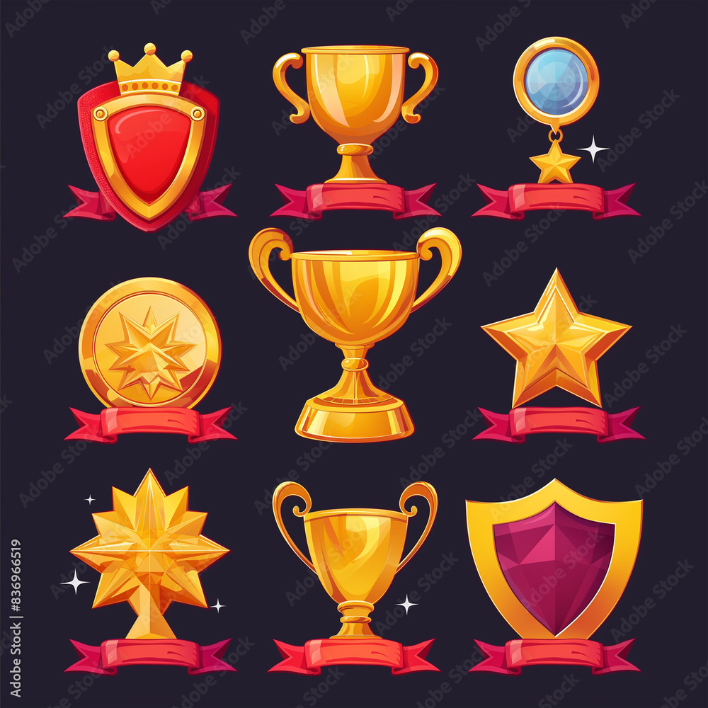 Asset of winner for game mobile game, ui game, slot game isolation on dark background, Illustration