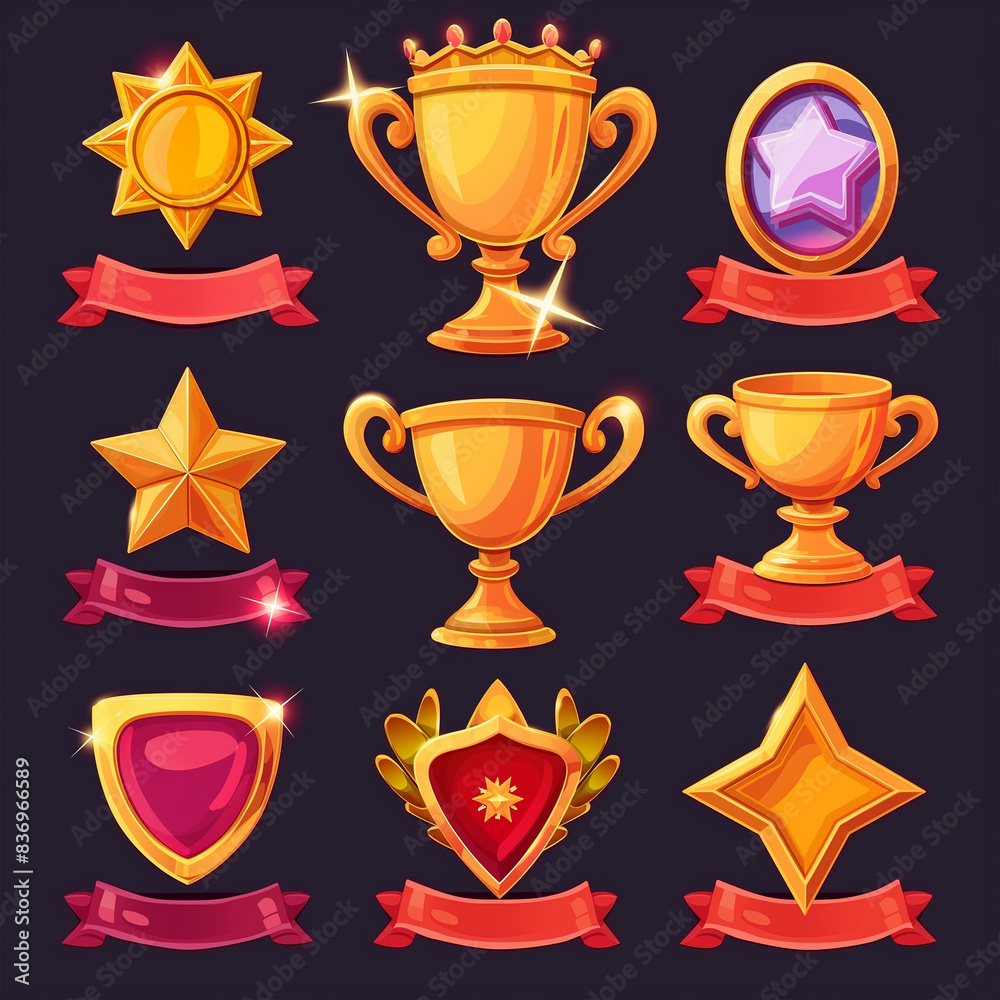 Asset of winner for game mobile game, ui game, slot game isolation on dark background, Illustration Asset of winner for game mobile game, ui game, slot game isolation on dark background, Illustration