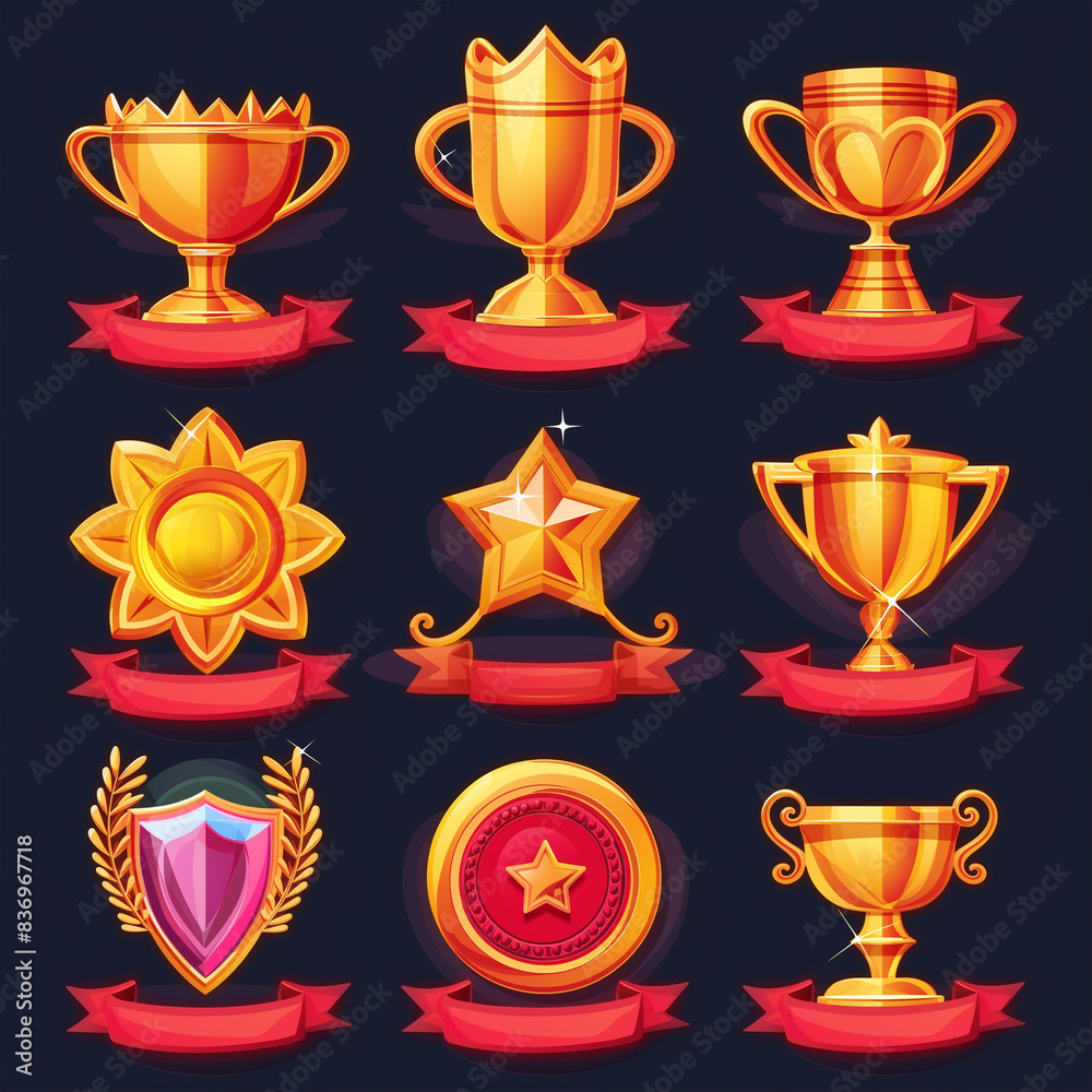 Asset of winner for game mobile game, ui game, slot game isolation on dark background, Illustration Asset of winner for game mobile game, ui game, slot game isolation on dark background, Illustration