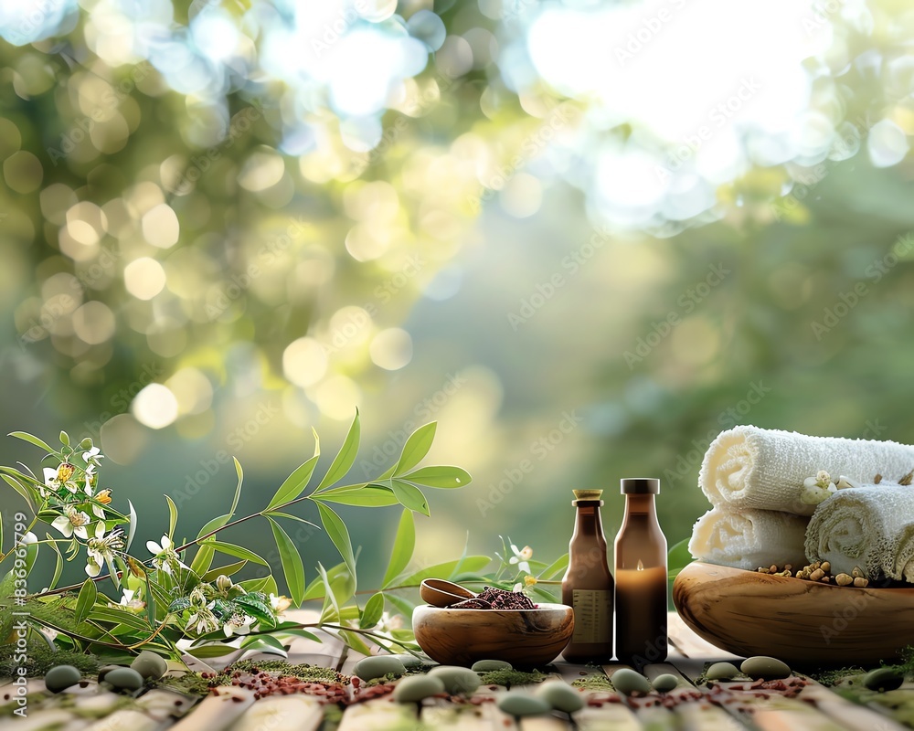 Fototapeta premium Health Wellness,wellnessfocused health activity, focus on,healthy living,realistic,Composite,spa backdrop,