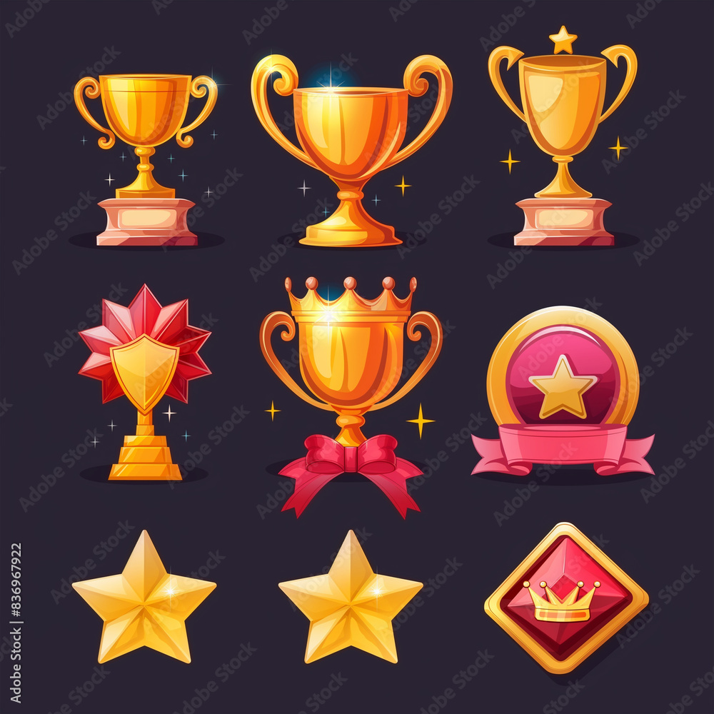 Asset of winner for game mobile game, ui game, slot game isolation on dark background, Illustration Asset of winner for game mobile game, ui game, slot game isolation on dark background, Illustration