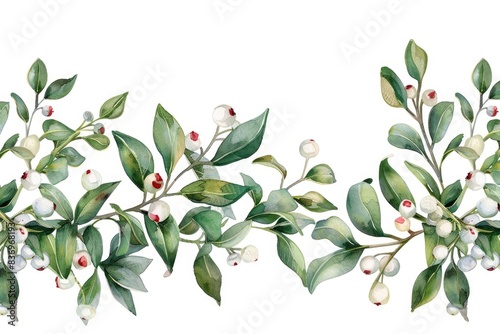 A delicate watercolor depiction of a branch bearing juicy berries photo