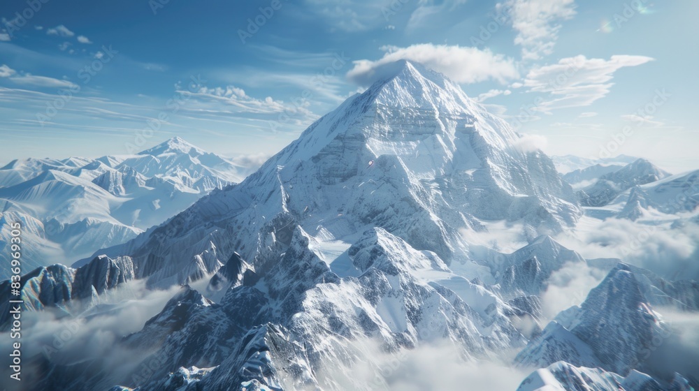 Mountain landscape with snow and clouds Mountain landscape with snow and clouds