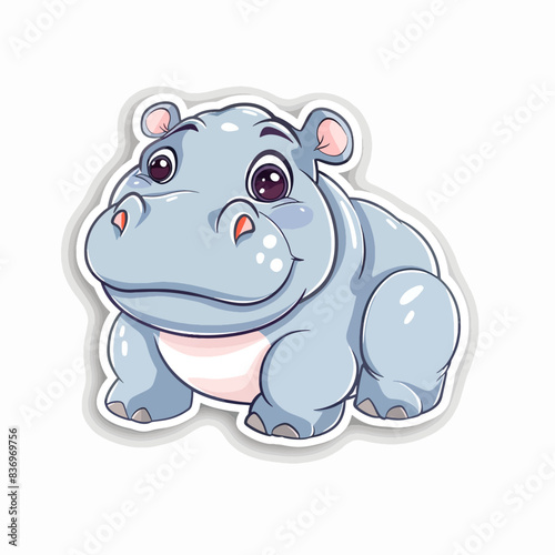 Cartoon adorable hippo with big eyes vector