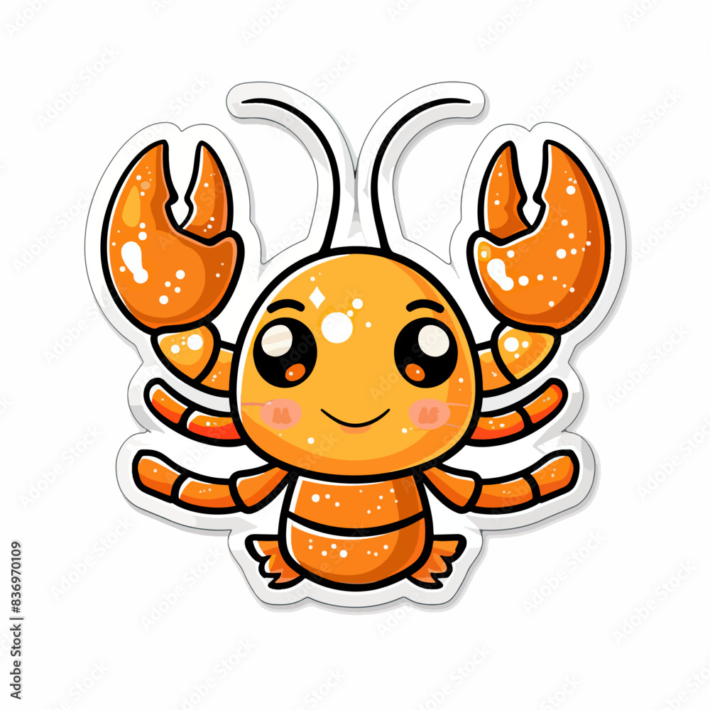 Cute cartoon lobster with pink cheeks illustration Cute cartoon lobster with pink cheeks illustration