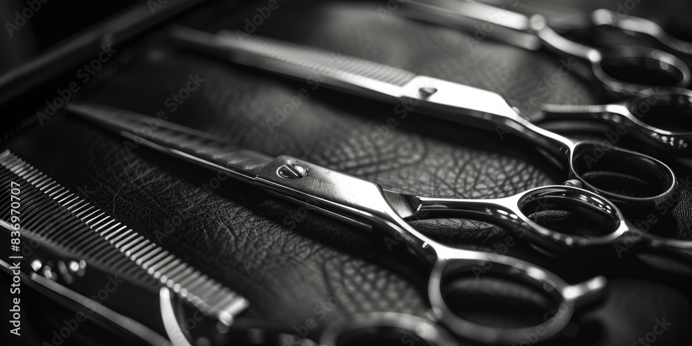 A pair of scissors resting on a flat surface, possibly ready for use in various tasks or crafts A pair of scissors resting on a flat surface, possibly ready for use in various tasks or crafts