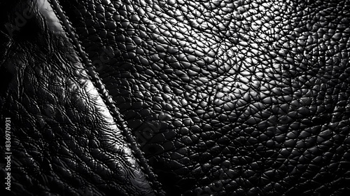 A background of black leather, simple stret ched leather, highest quality, Generative AI illustrations.  photo