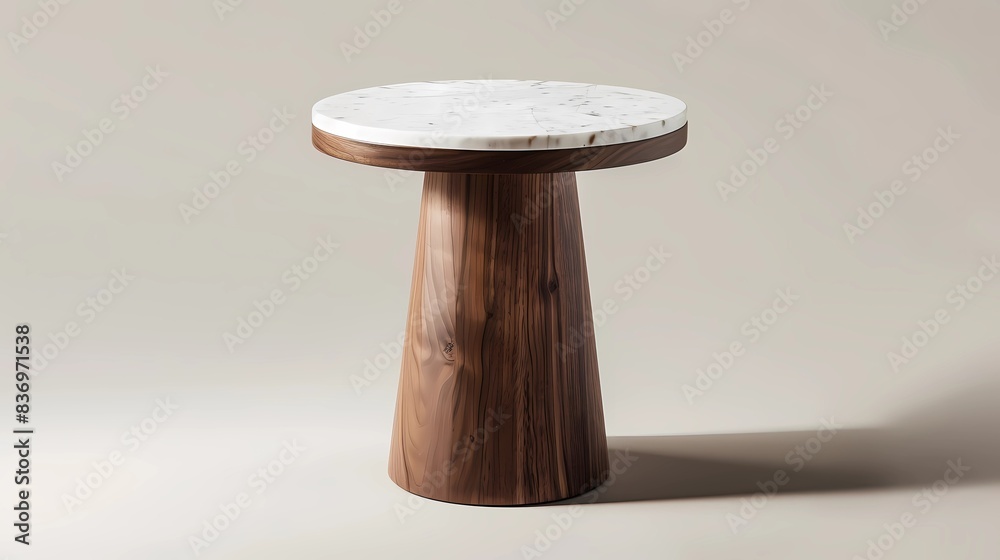 A round table with a marble top, Generative AI illustrations. 