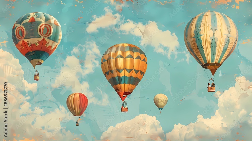 Fototapeta premium A lot of a colorful air balloons on the sky, Generative AI illustrations. 