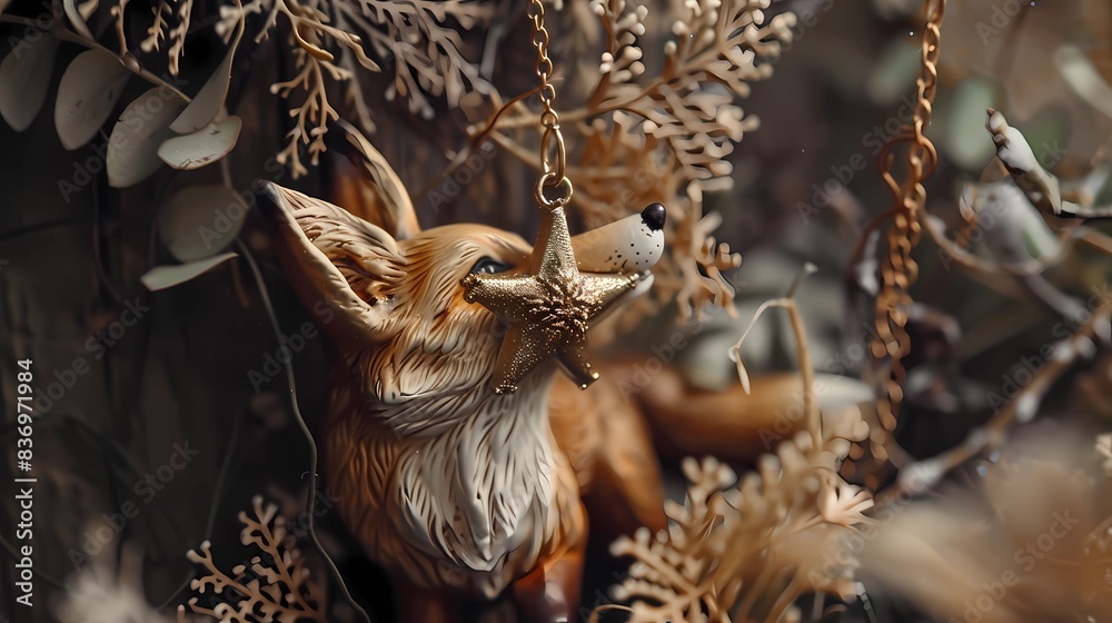 Naklejka premium a dog is looking up at a toy Generative AI illustrations