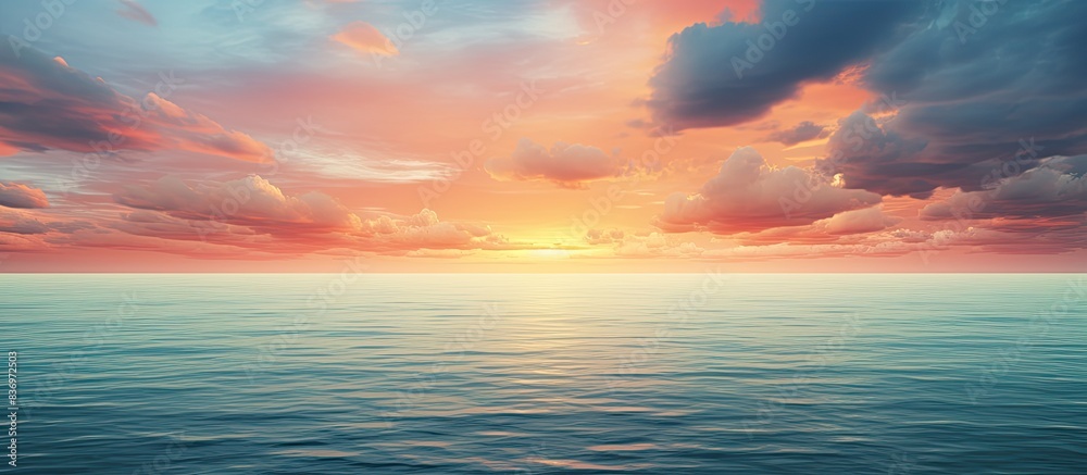 Calm sea under evening sky with rain clouds before sunset, ideal for a copy space image Calm sea under evening sky with rain clouds before sunset, ideal for a copy space image
