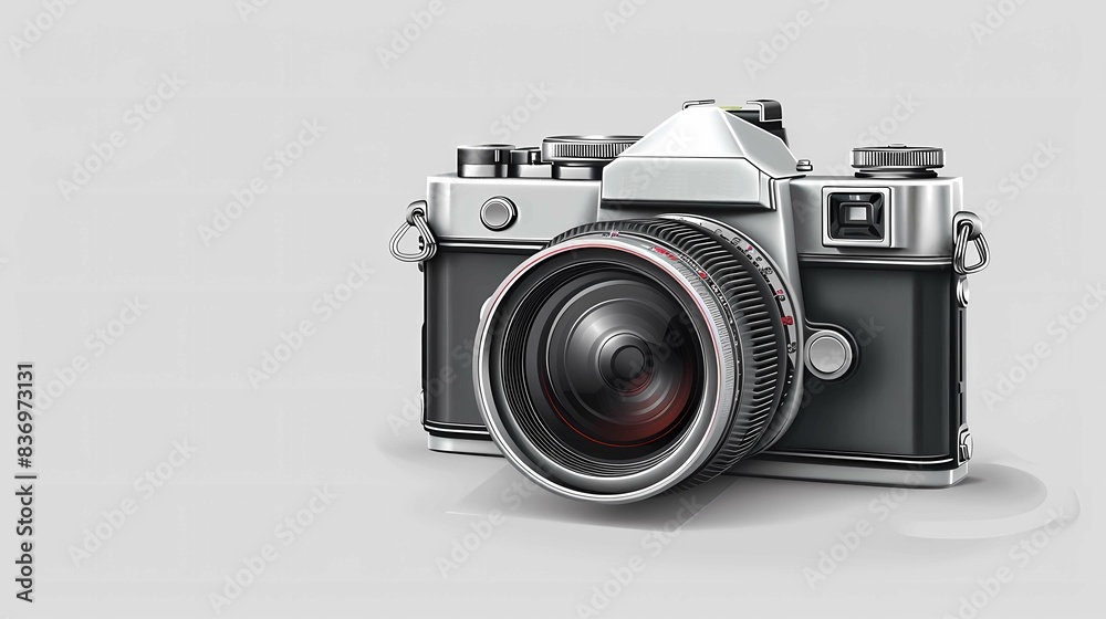 A retro camera with lens, Generative AI illustrations. A retro camera with lens, Generative AI illustrations.