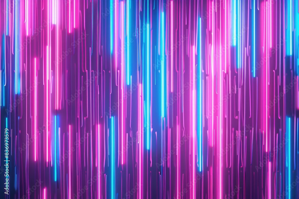 Neon light installation in a dark room