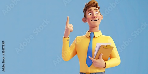 3D Cartoon Character Holding Folder photo