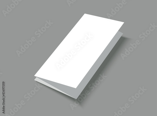 White blank brochure template on gray background. Brochure, booklet for presenting report cover.